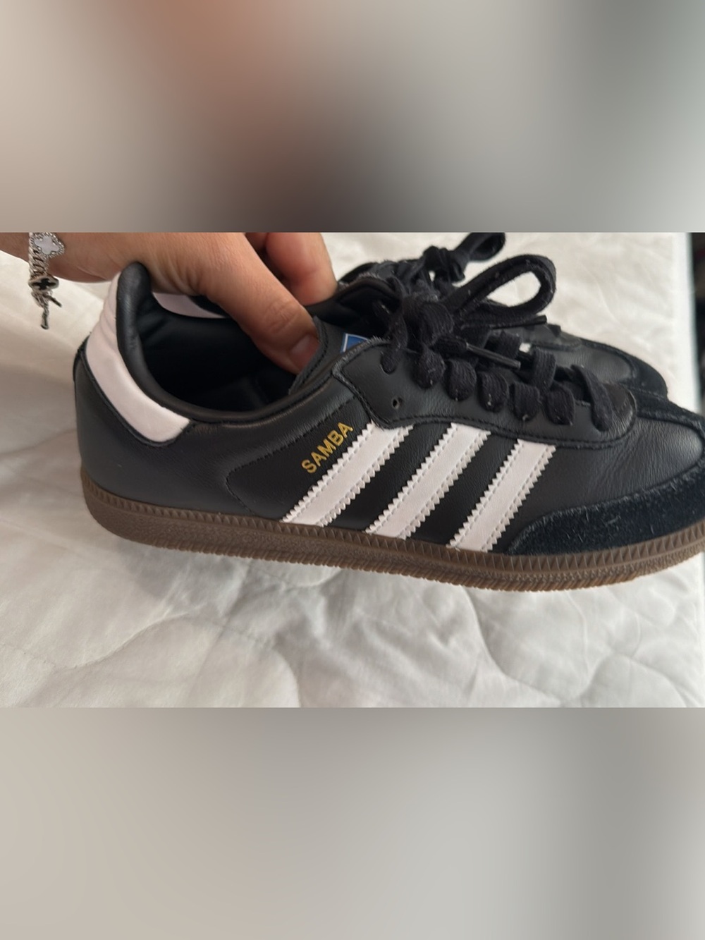 adidas Kids Samba Sneakers - Black/White with Gum Sole